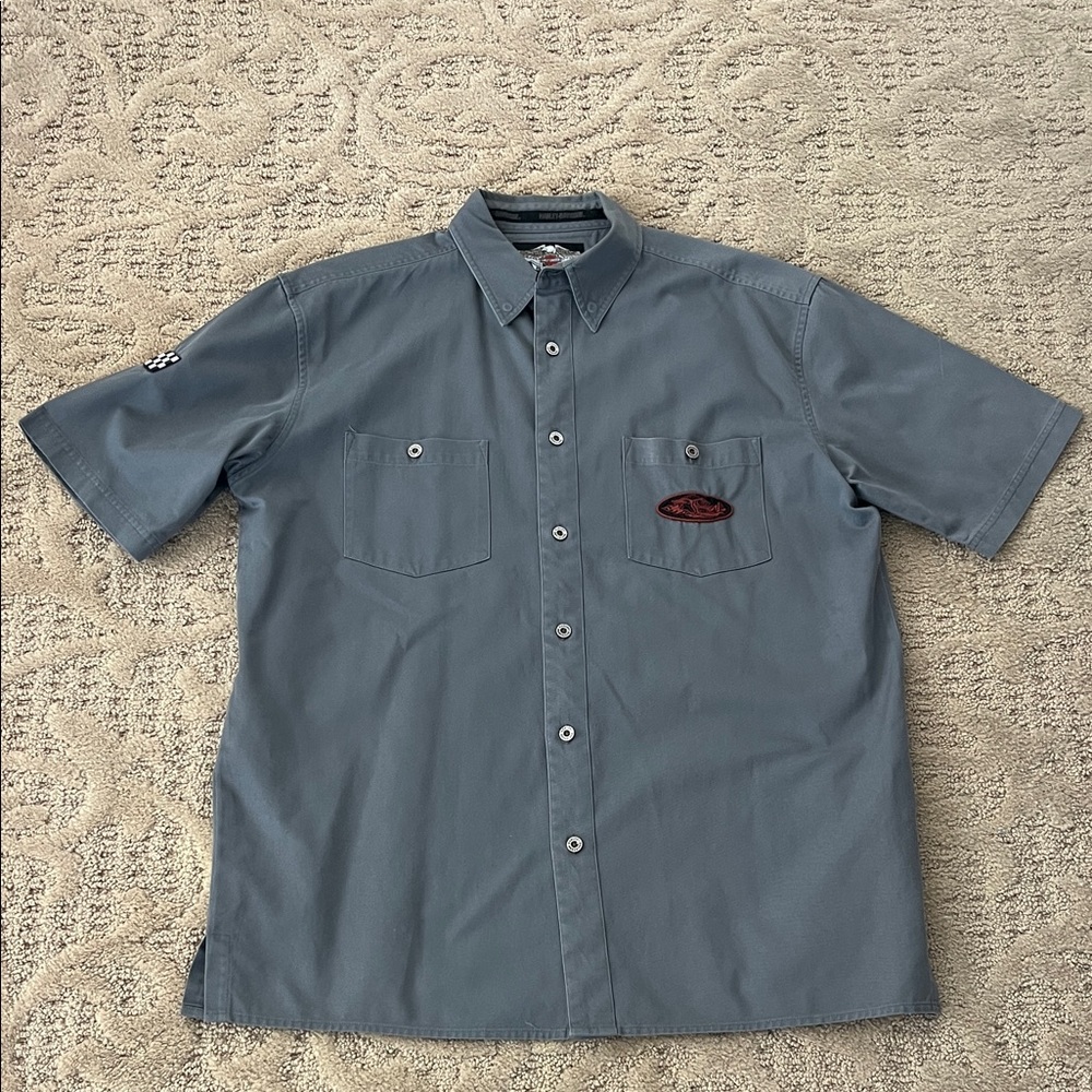 Harley-Davidson Gray Button Down Shirt Size Large